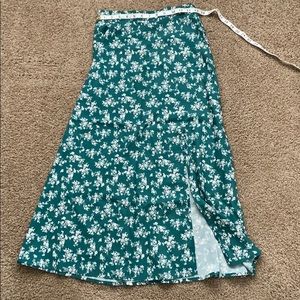 Green floral skirt